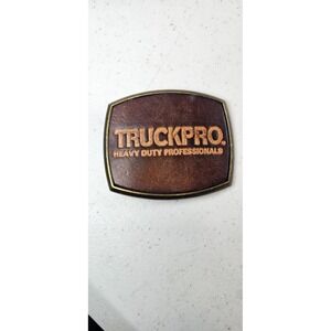 Vintage El Cid Truckpro Heavy Duty Professionals Bronze And‎ Leather Belt Buckle